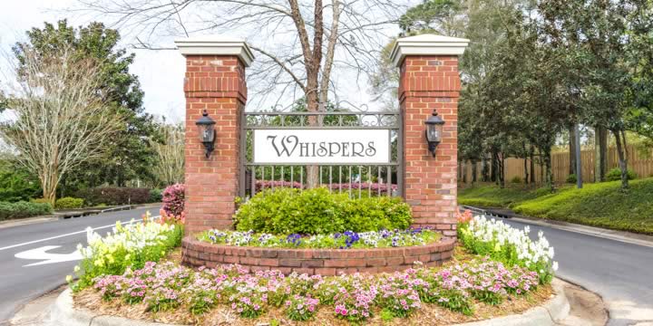 The entrance to the Whispers at Cordova subdivision in Pensacola FL