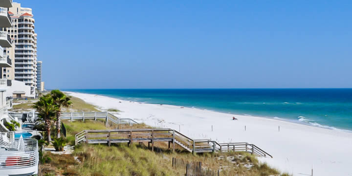 Condominiums and beach visitors