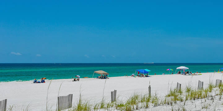 Sand dunes and Gulf Beach at Pensacola Beach FL